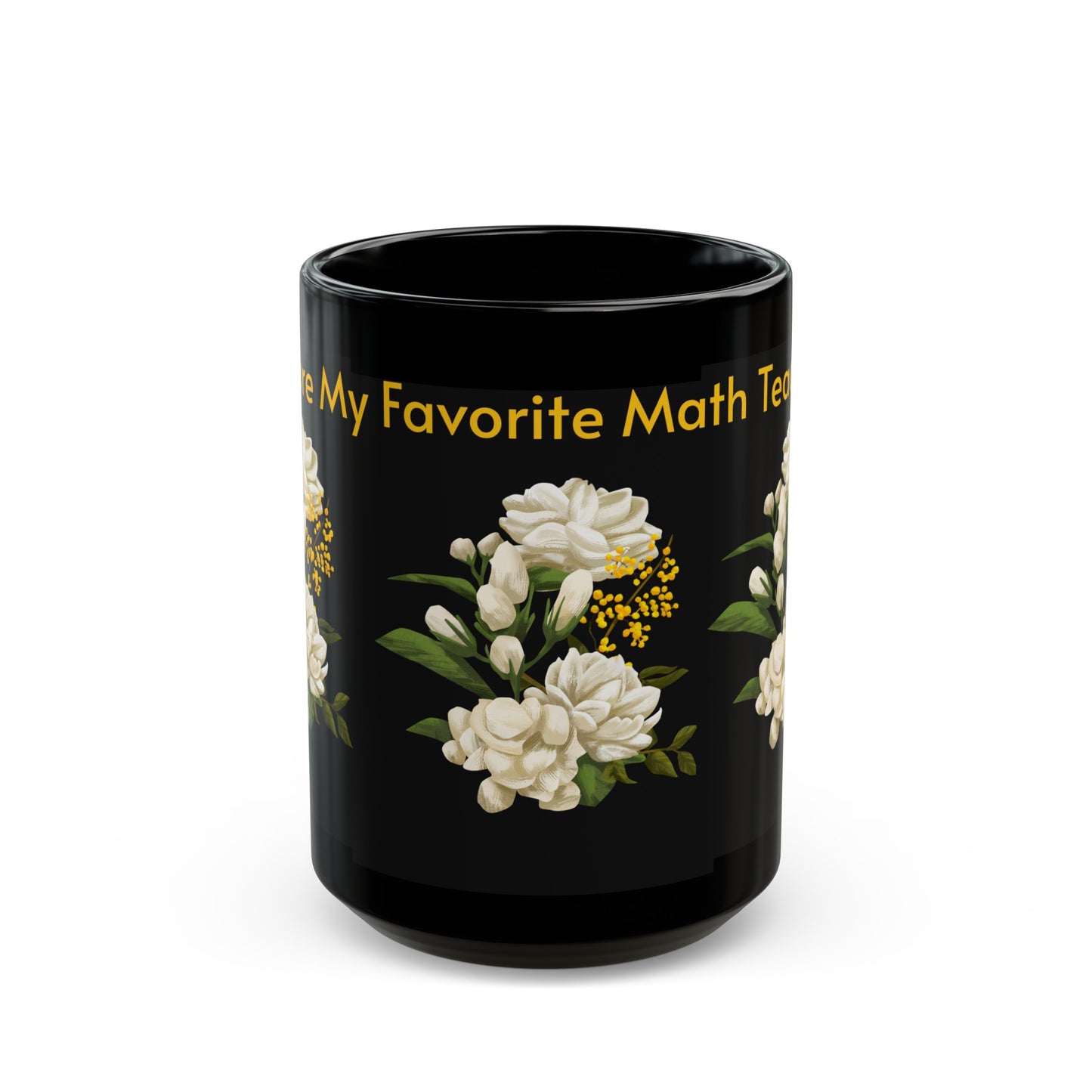 Favorite Math Teacher White Floral Black Mug (11oz, 15oz)