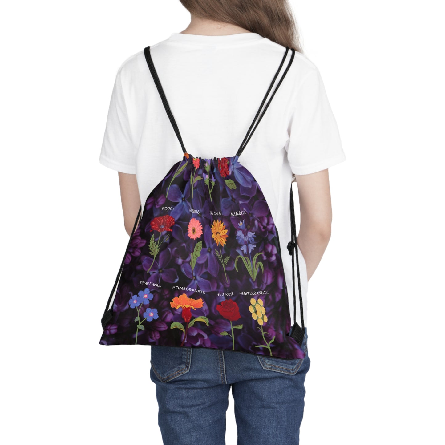 bag  for her, mom, daughter, tote flower design Outdoor Drawstring Bag