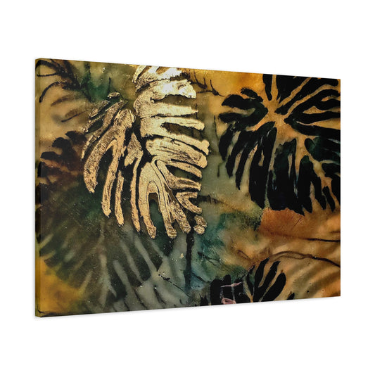 Botanical Gold Leaf Canvas Art - Tropical Wall Decor