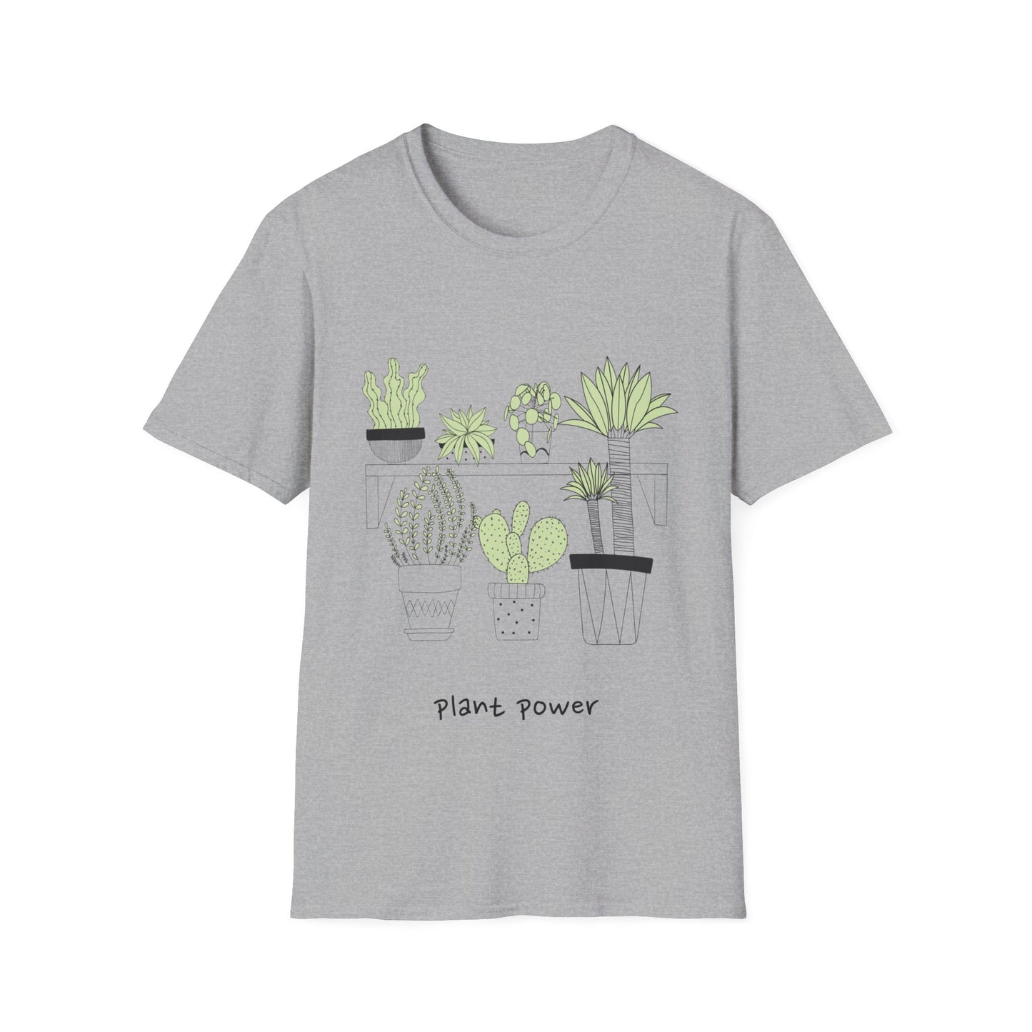 Unisex Softstyle T-shirt featuring a plant-inspired design and cactus drawings