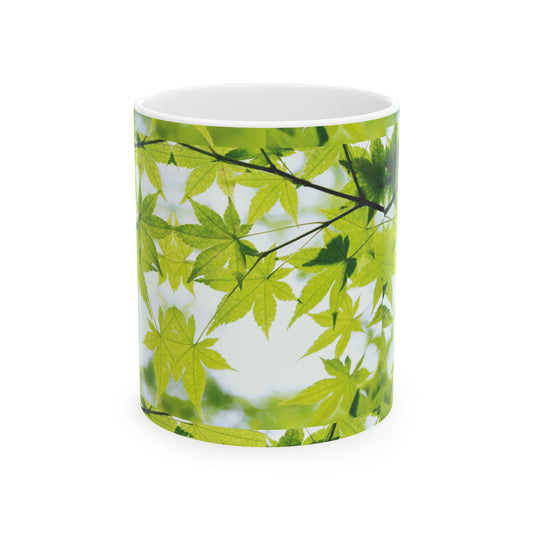 Light green leaf Ceramic Mug, (11oz, 15oz)