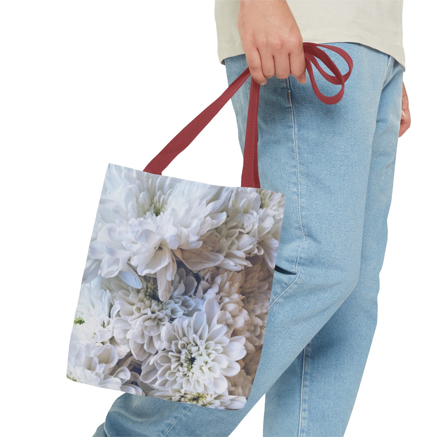 For mom, daughter, floral, White Flowers Tote workout school bag