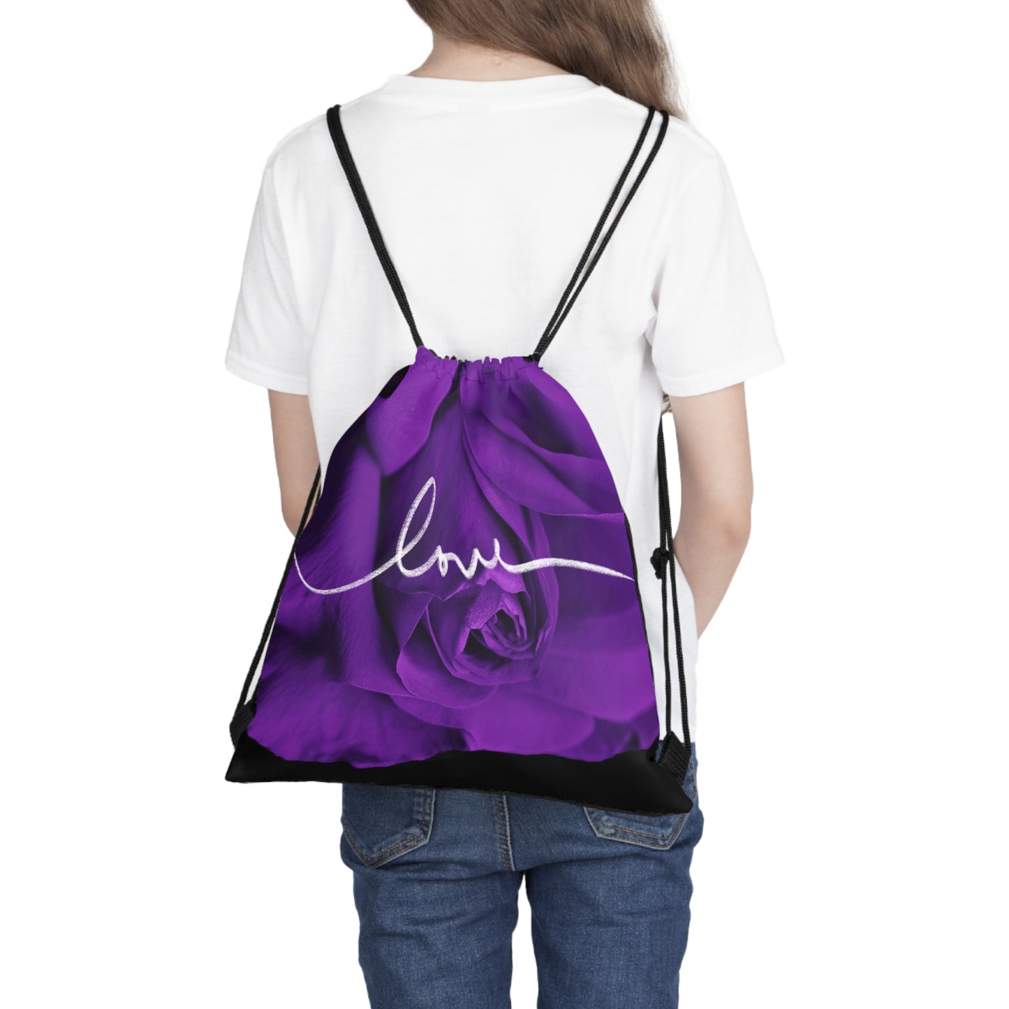 love, bag for everyone , purple Outdoor  workout, school Drawstring Bag