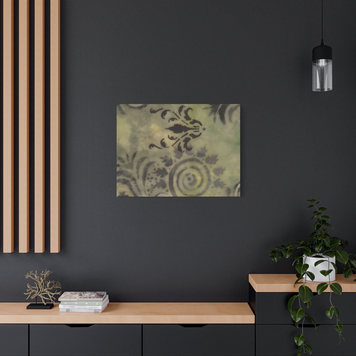 Nature-Inspired Stretched Canvas Art - Elegant Swirls and Patterns