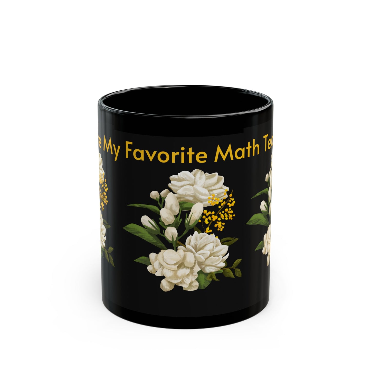 Favorite Math Teacher White Floral Black Mug (11oz, 15oz)