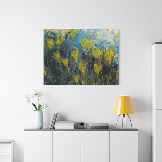 Vibrant Floral Encaustic Painting by artist Lisa Jennings-Canvas Wall Art - Stretched Matte Print for Home Decor