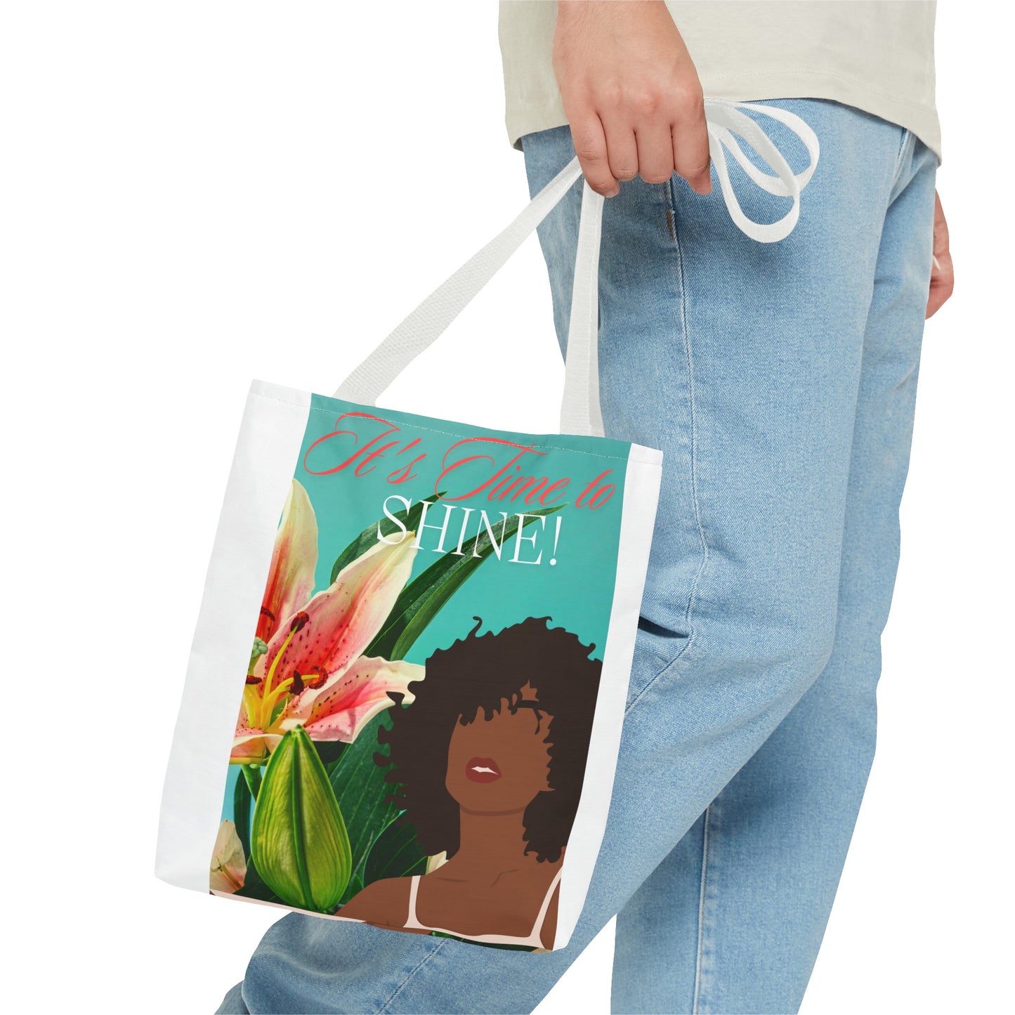 Tote Bag  with flowers and black woman image