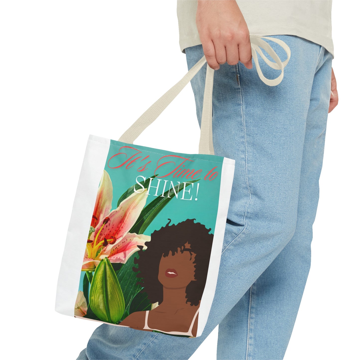 Tote Bag  with flowers and black woman image