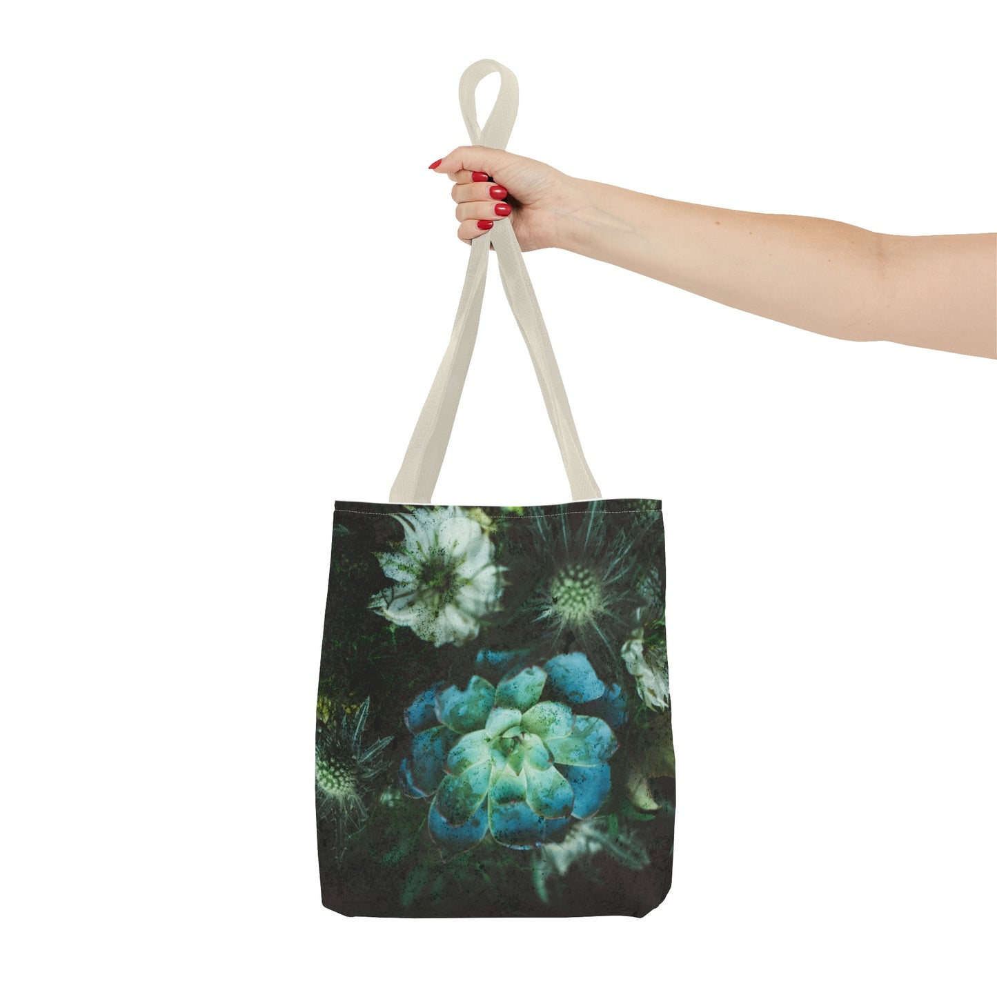 Green flowers Tote Bag groceries, school, work, gym bag