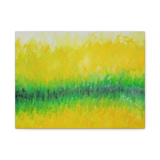 Vibrant Abstract Canvas Wall Art | Yellow and Green Landscape Decor, Modern Art for Home, Gift Ideas for Art Lovers