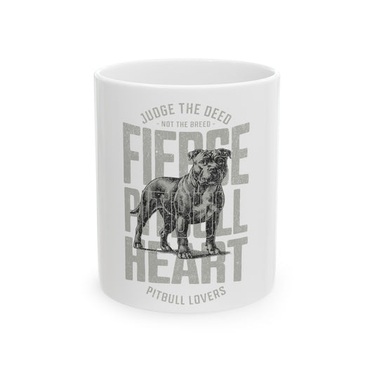 gray Pit Bull Ceramic coffee and tea  Mug, (11oz, 15oz)