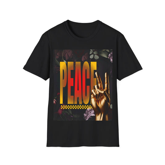 Peace T-Shirt with gold and floral image