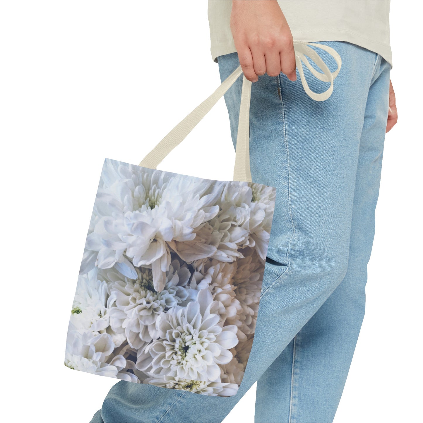 For mom, daughter, floral, White Flowers Tote workout school bag