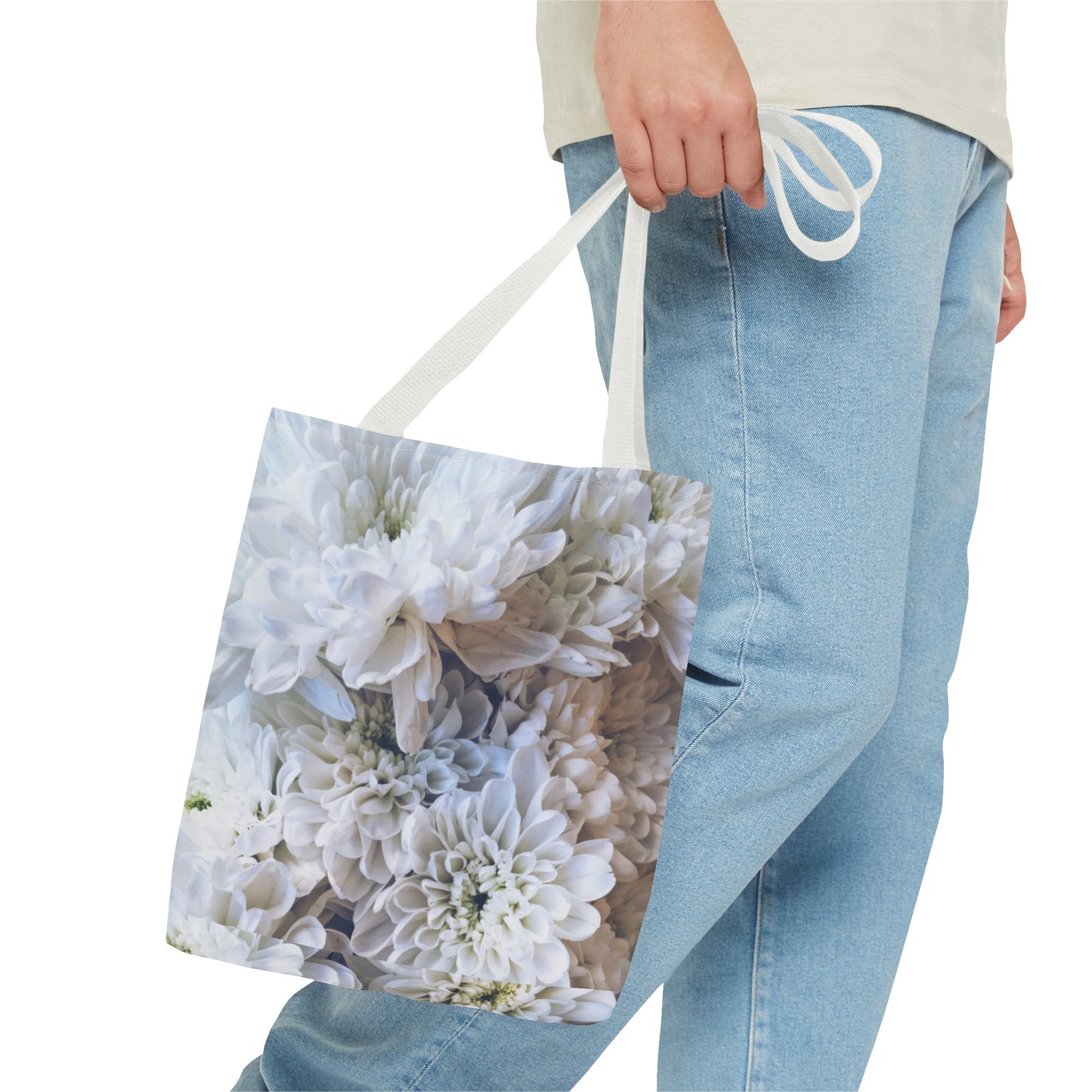 For mom, daughter, floral, White Flowers Tote workout school bag