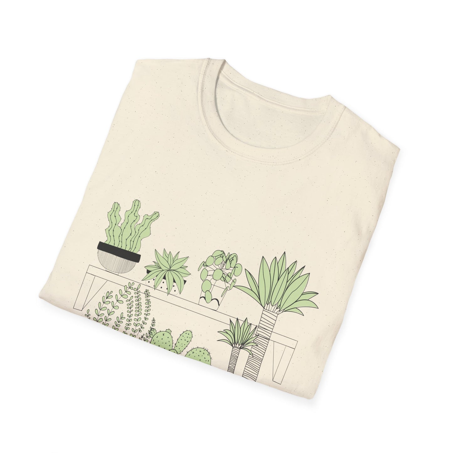 Unisex Softstyle T-shirt featuring a plant-inspired design and cactus drawings