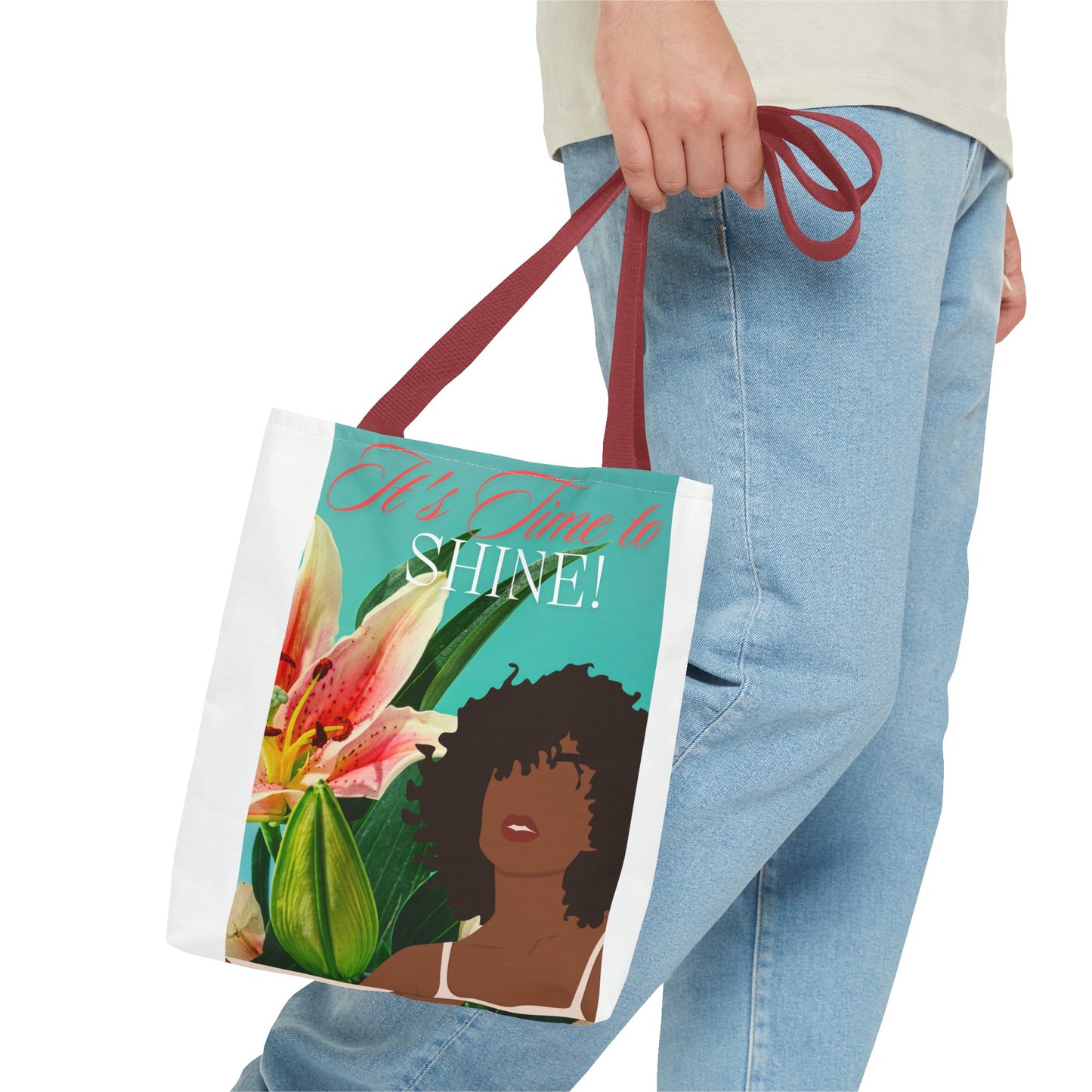 Tote Bag  with flowers and black woman image