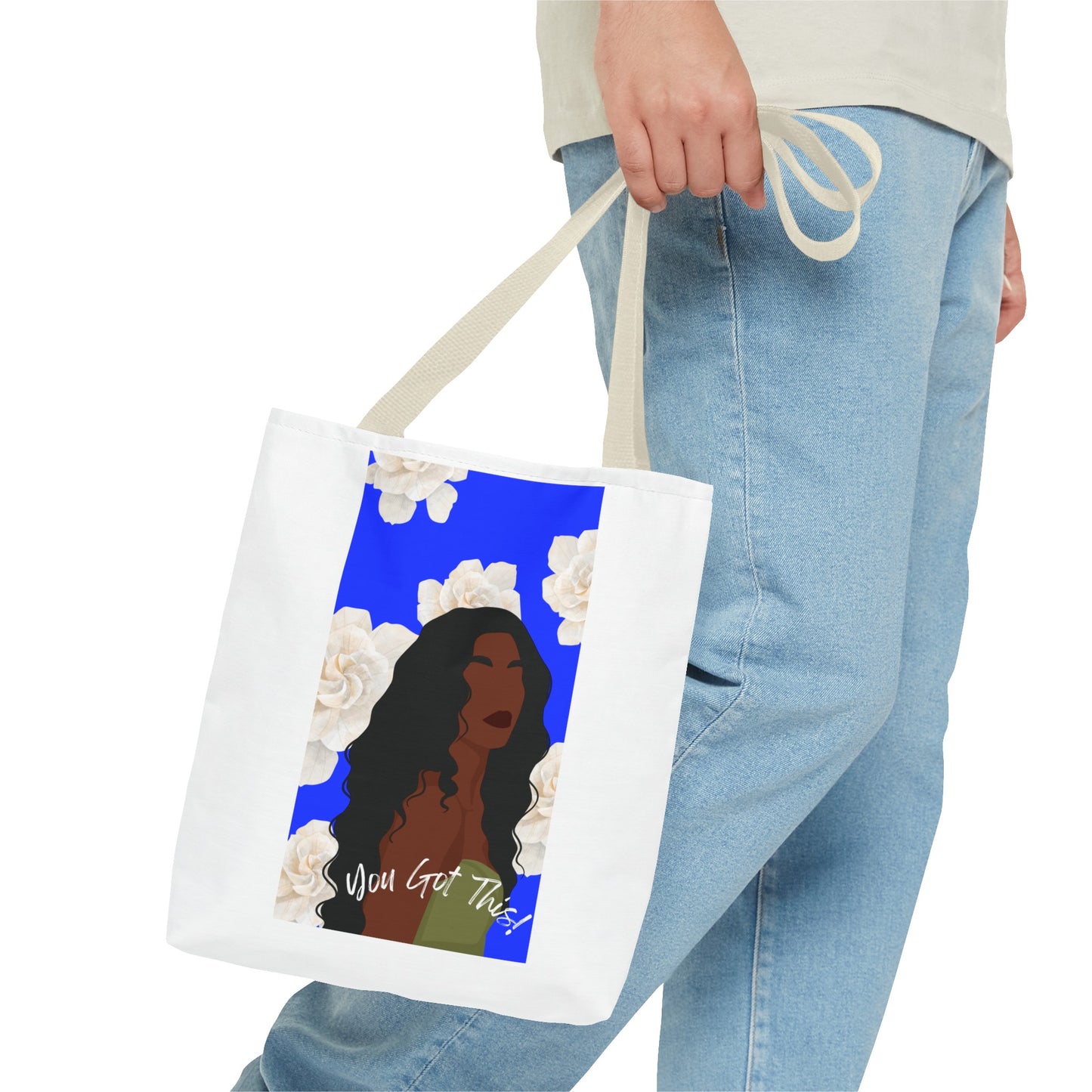 Celebrate! BLACK WOMAN WITH FLORAL  CLOUDS Tote Bag, GROCERIES, HOME, WORK