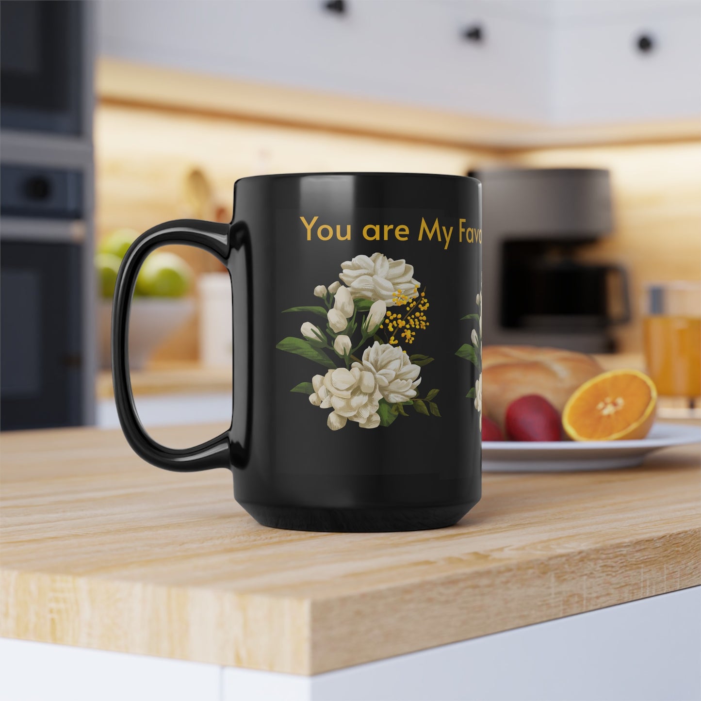 Favorite Math Teacher White Floral Black Mug (11oz, 15oz)