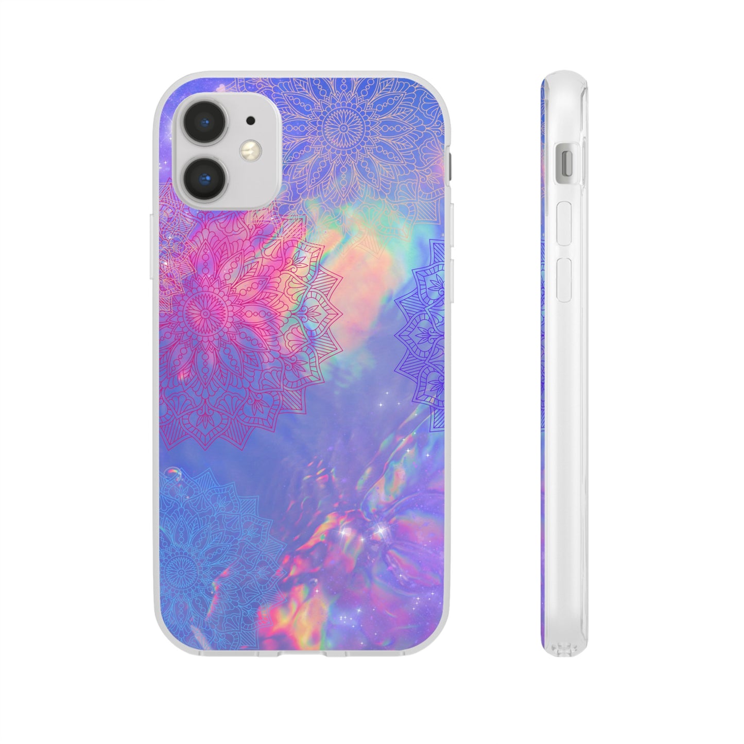 Clear , colorful, Mandala inspired phone Cases