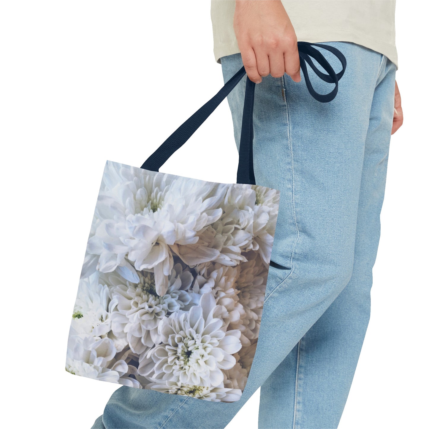 For mom, daughter, floral, White Flowers Tote workout school bag