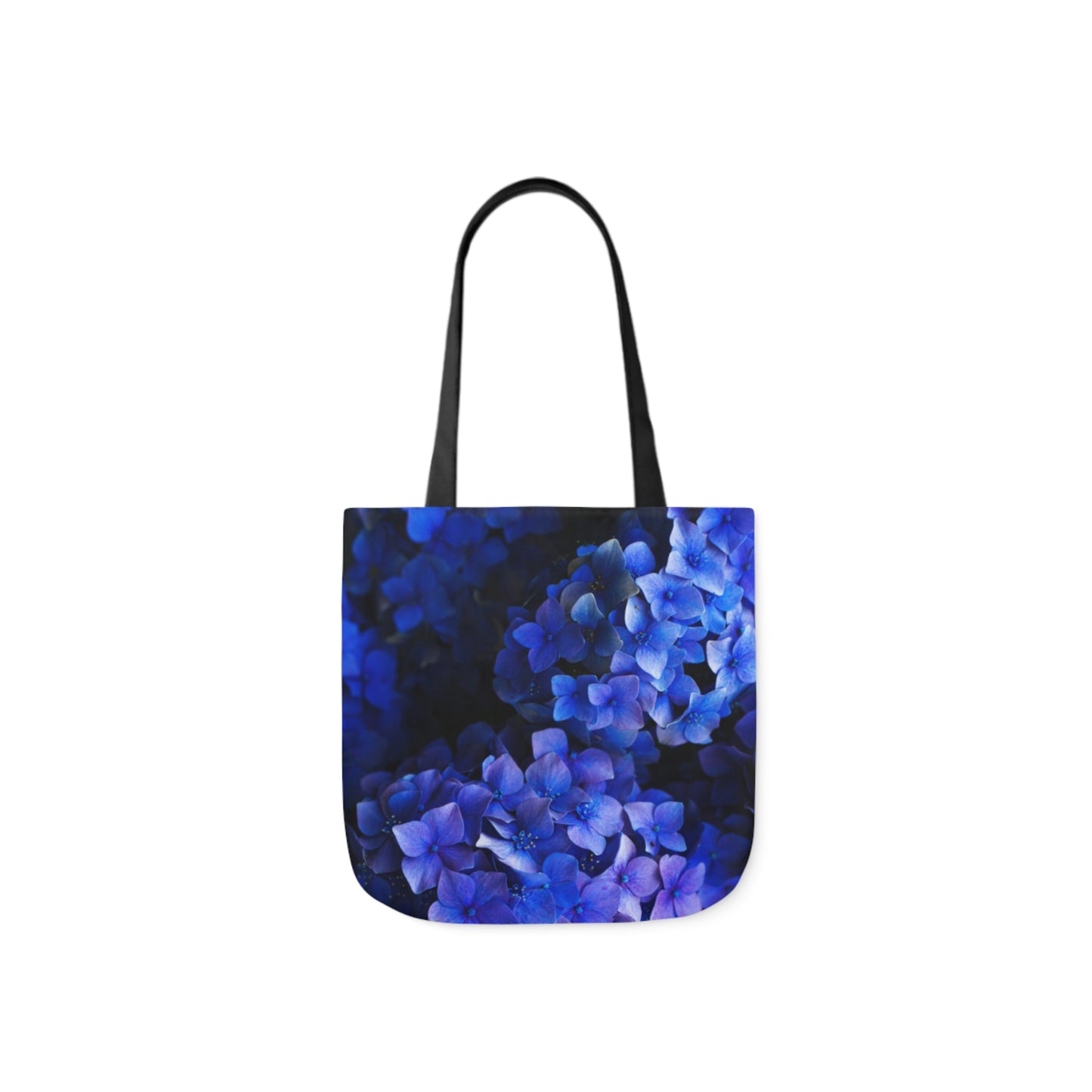 Blue Flowers Canvas Tote Bag, 5-Color Straps