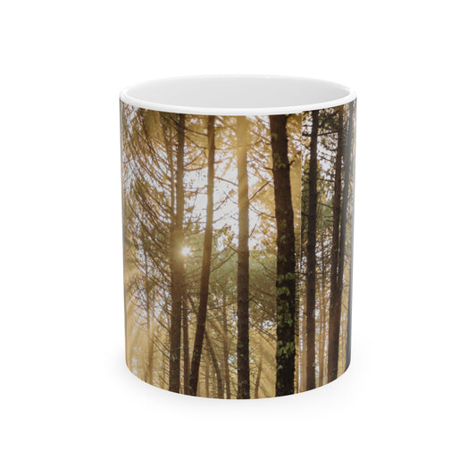 wooded Ceramic tea, coffee, nature lovers Mug, (11oz, 15oz)