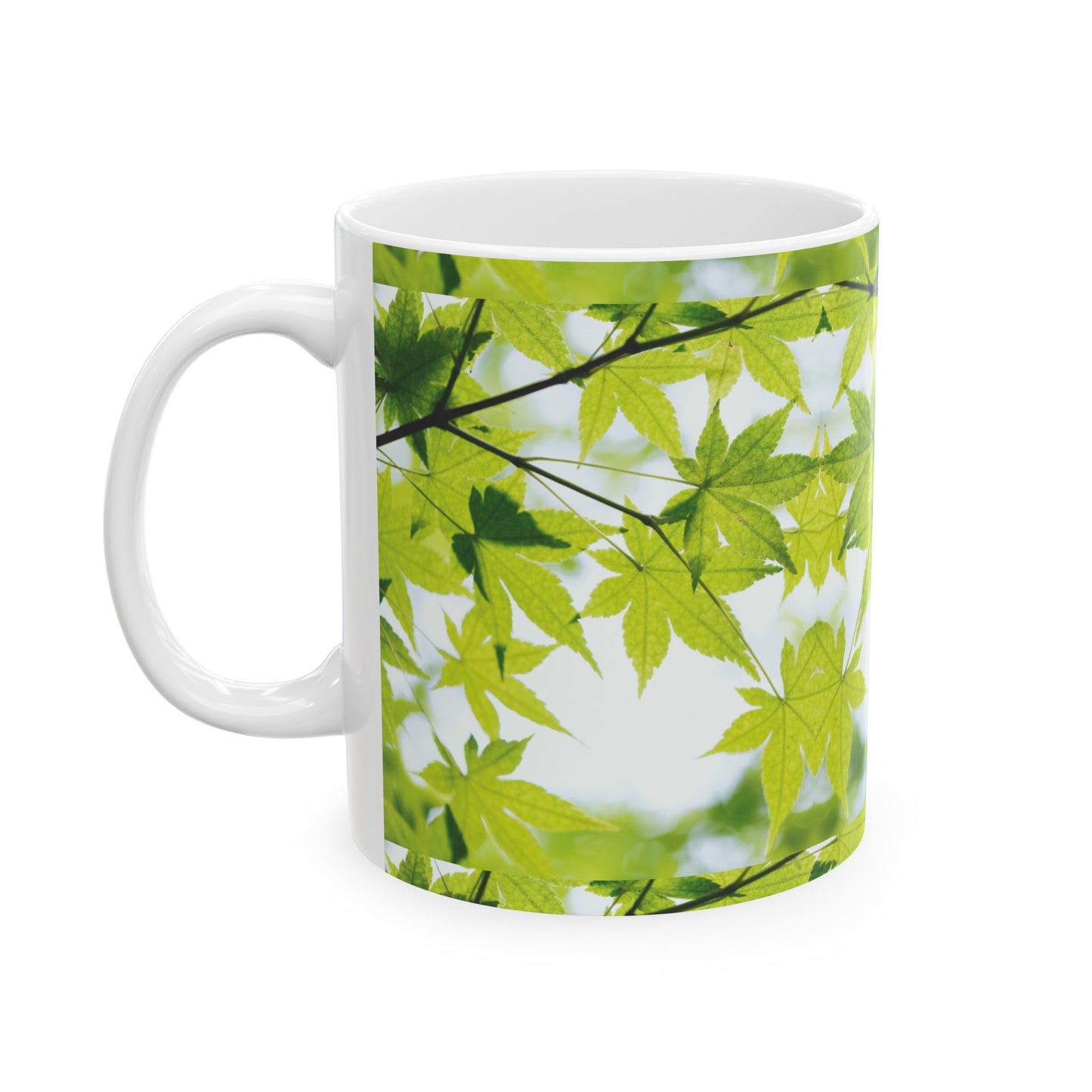 Light green leaf Ceramic Mug, (11oz, 15oz)