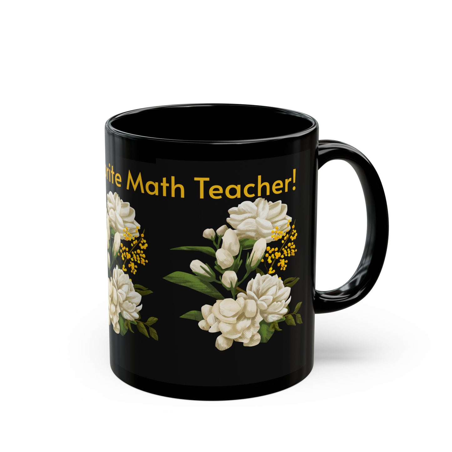 Favorite Math Teacher White Floral Black Mug (11oz, 15oz)