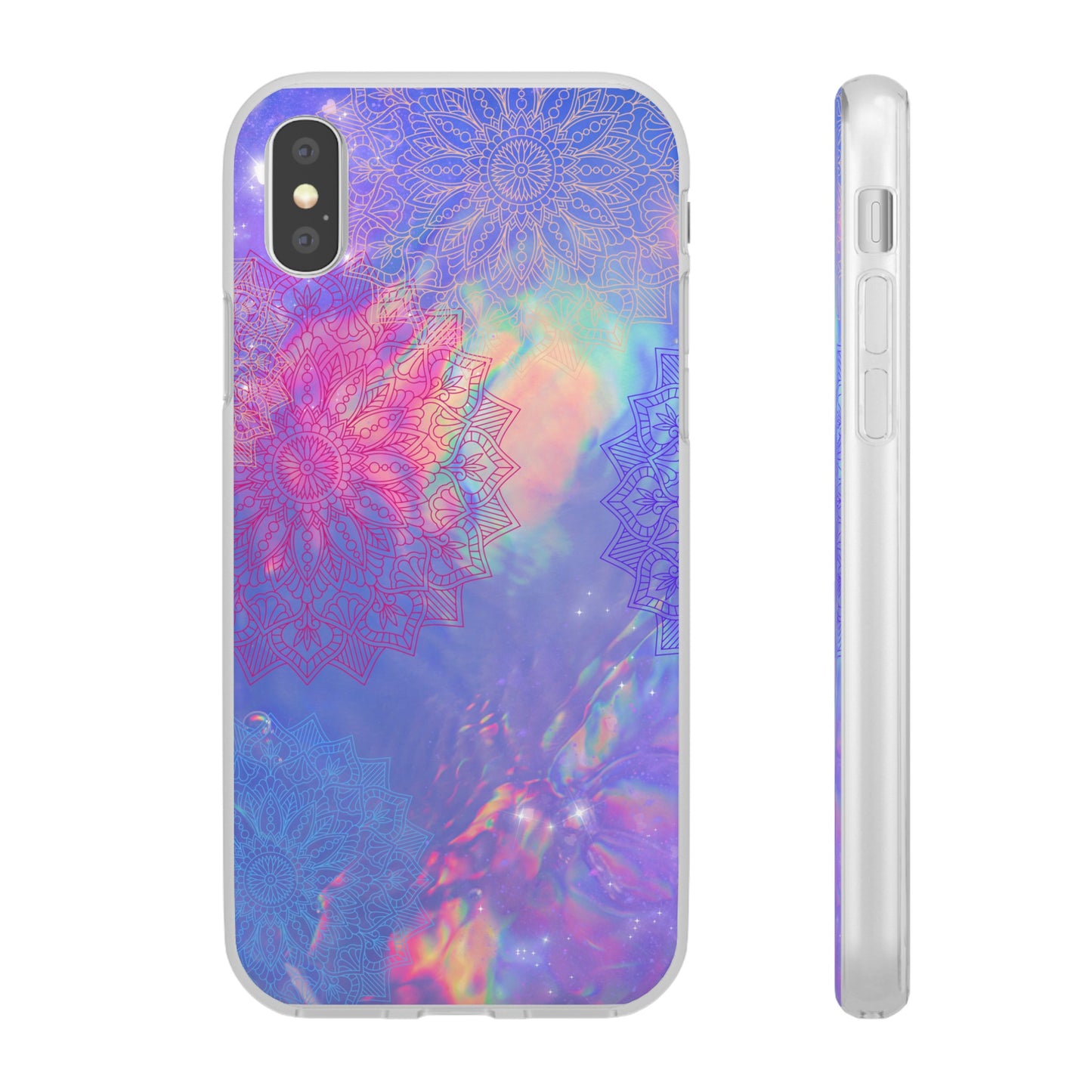 Clear , colorful, Mandala inspired phone Cases