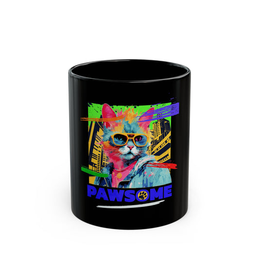 Colorful and whimsical cat Black Mug (11oz, 15oz)