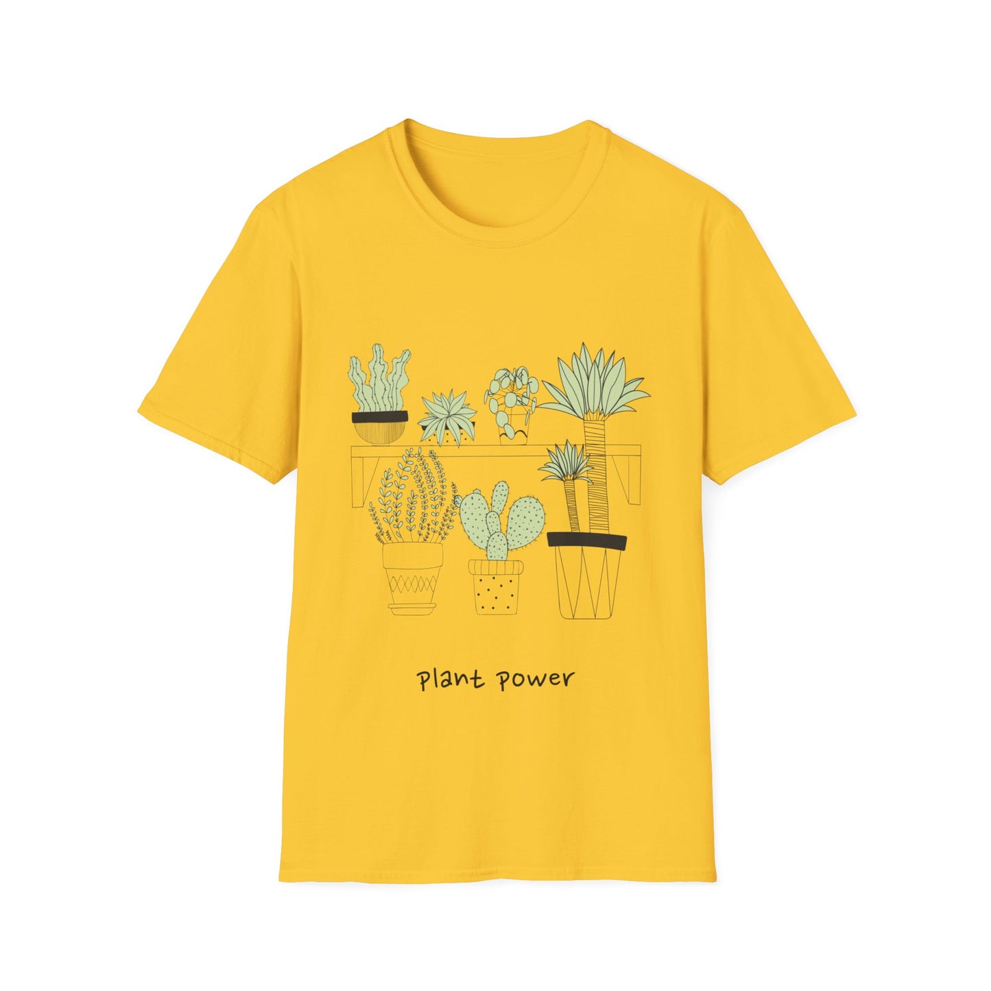 Unisex Softstyle T-shirt featuring a plant-inspired design and cactus drawings