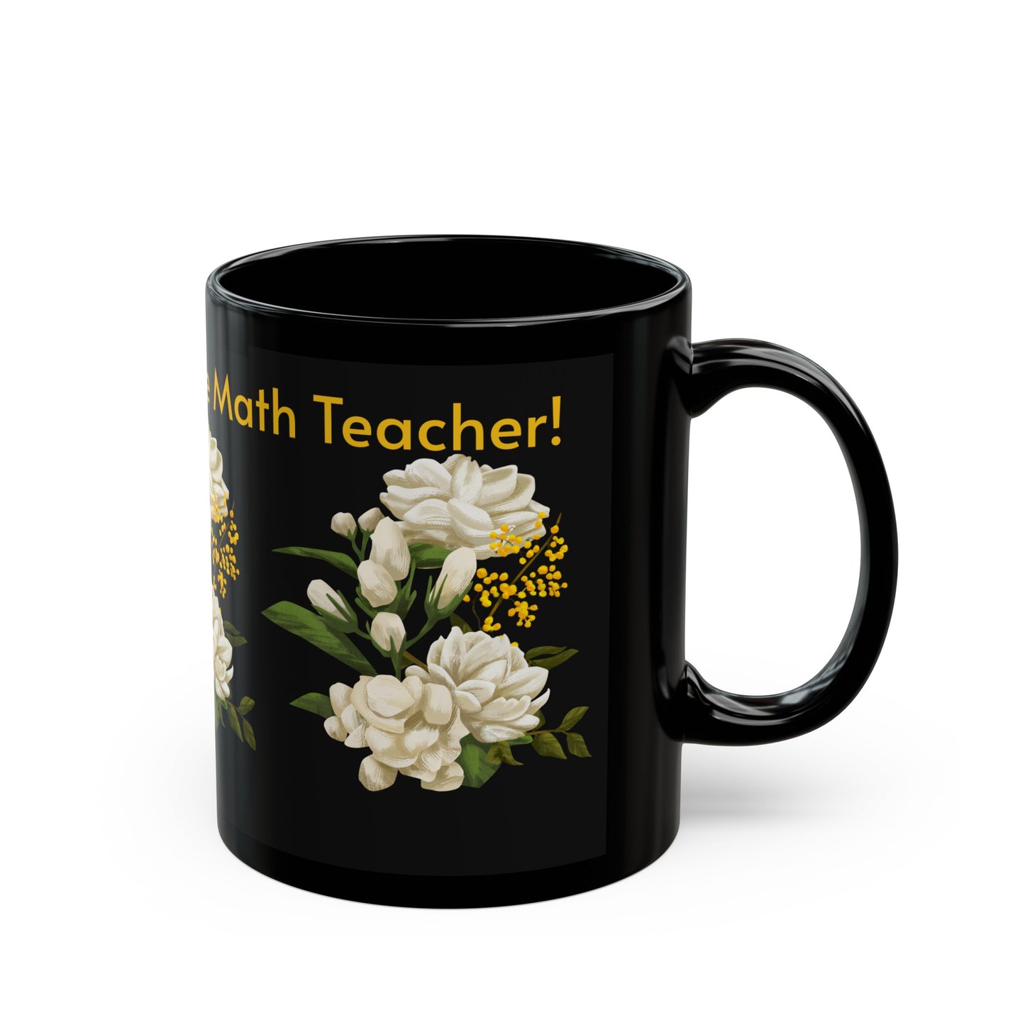 Favorite Math Teacher White Floral Black Mug (11oz, 15oz)