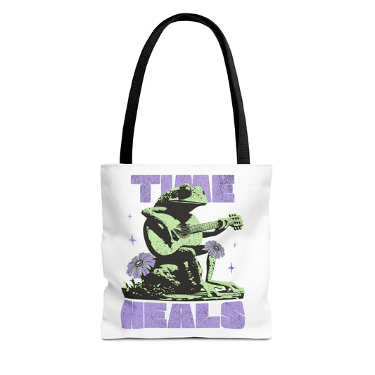 Green positive time heals cartoon frog Tote grocery workout Bag