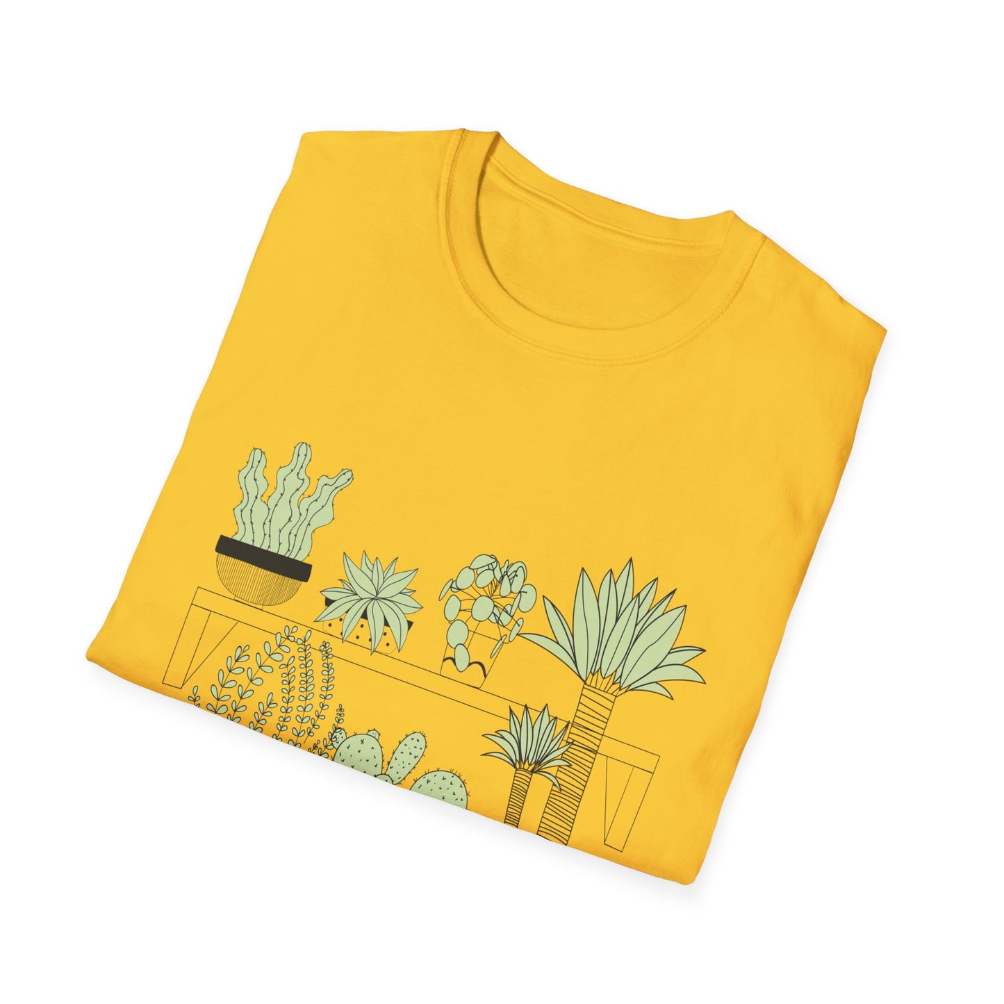 Unisex Softstyle T-shirt featuring a plant-inspired design and cactus drawings